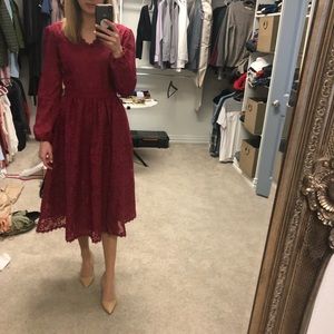 Rachel Parcell MIDI Raspberry Lace Dress Size Small